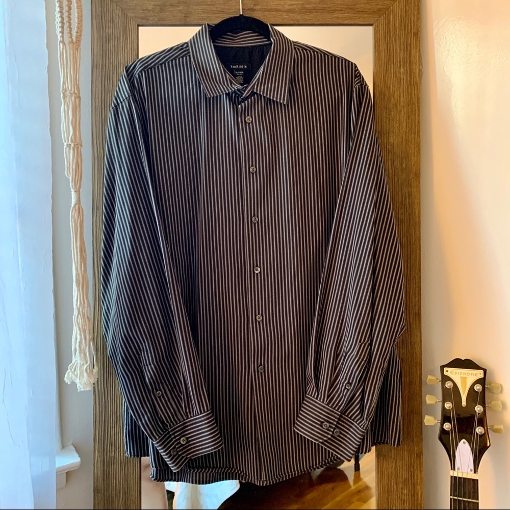 Van Huesen Pinstripe Long Sleeve Button Down Shirt